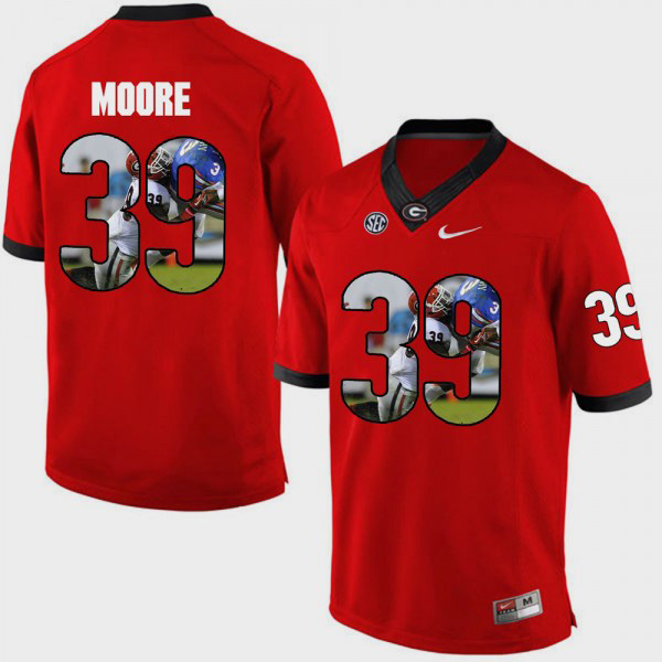 Men's #39 Corey Moore Georgia Bulldogs Pictorial Fashion Jersey - Red